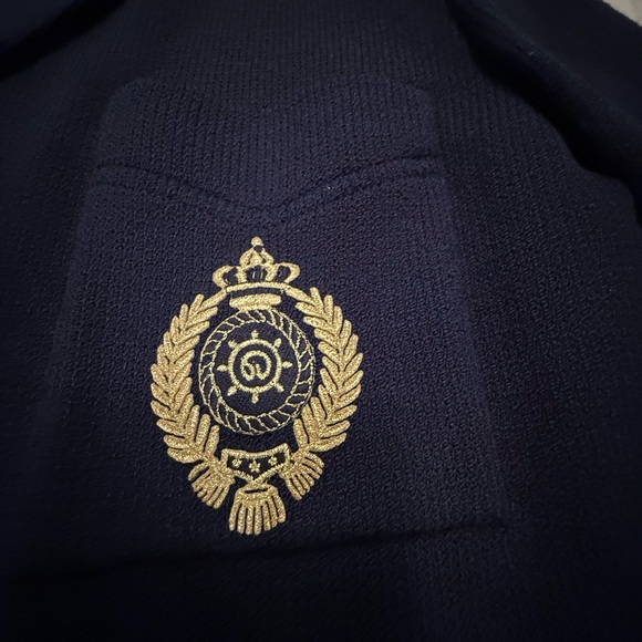 RARE St John Navy Sweater Gold Button Blazer Size 10/Large MSRP $1595 - Picture 6 of 14